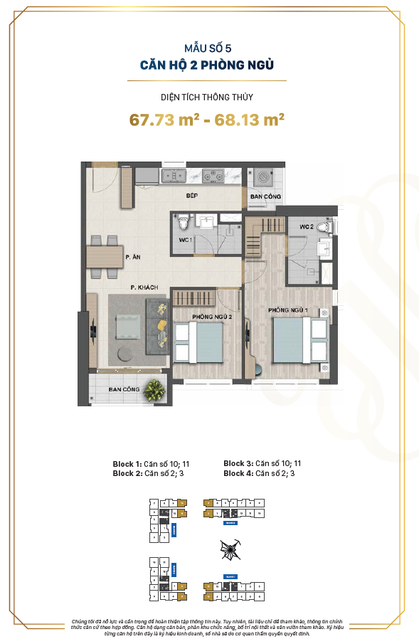Máº«u sá»‘ 5 Victoria Village cÄƒn há»™ 2 phÃ²ng ngá»§ diá»‡n tÃ­ch 67.73 Ä‘áº¿n 68.13 mÃ©t vuÃ´ng