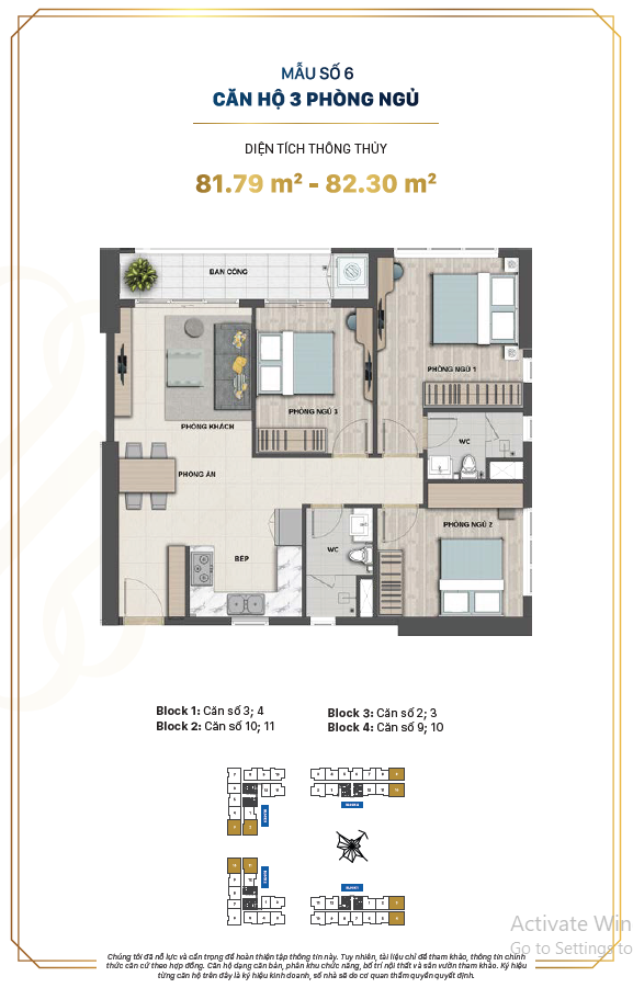 Máº«u sá»‘ 6 Victoria Village cÄƒn há»™ 3 phÃ²ng ngá»§ diá»‡n tÃ­ch 81.79 Ä‘áº¿n 82.30 mÃ©t vuÃ´ng