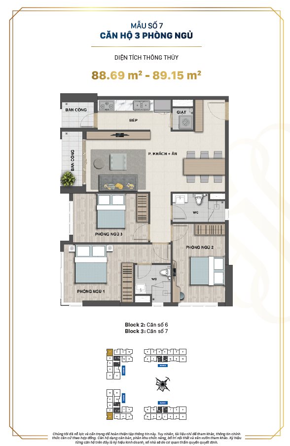 Máº«u sá»‘ 7 Victoria Village cÄƒn há»™ 3 phÃ²ng ngá»§ diá»‡n tÃ­ch 88.69 Ä‘áº¿n 89.15 mÃ©t vuÃ´ng