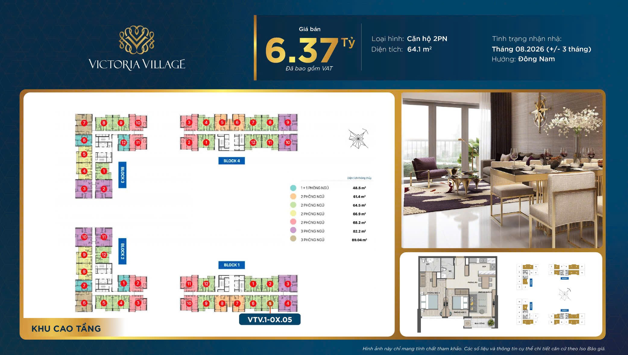 Hot deal Victoria Village căn hộ 2 phòng ngủ diện tích 64.1 mét vuông giá 6.370 tỷ