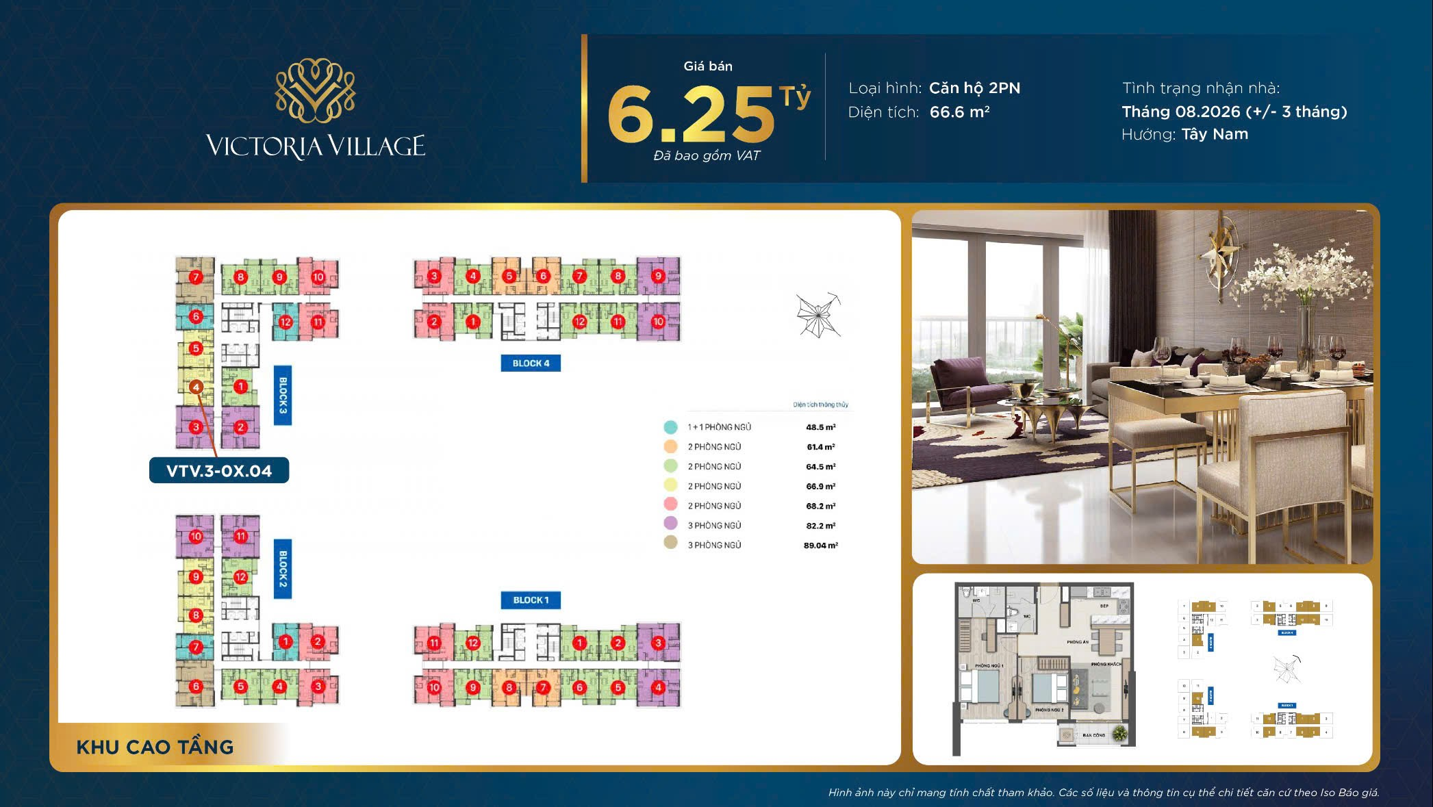 Hot deal Victoria Village căn hộ 2 phòng ngủ diện tích 66.6 mét vuông giá 6.250 tỷ